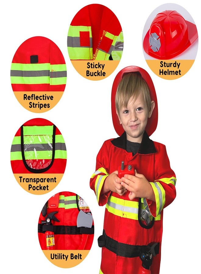 Liberry Fireman Costume for Kids 3 4 5 Years Old, Firefighter Tools with Fire Extinguisher, Pretend Play Toy Gift for Toddler Boys & Girls - Image 3